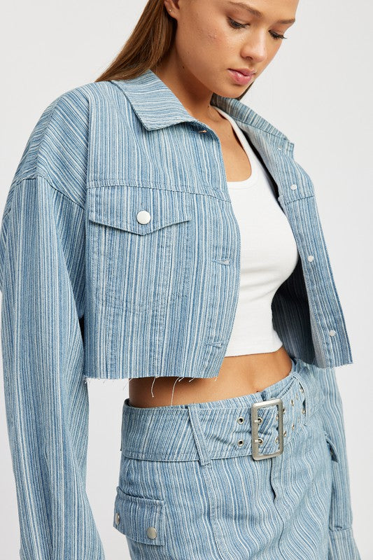 CROPPED DENIM JACKET-Emory Park-[option4]-[option5]-[option6]-[option7]-[option8]-Shop-Boutique-Clothing-for-Women-Online