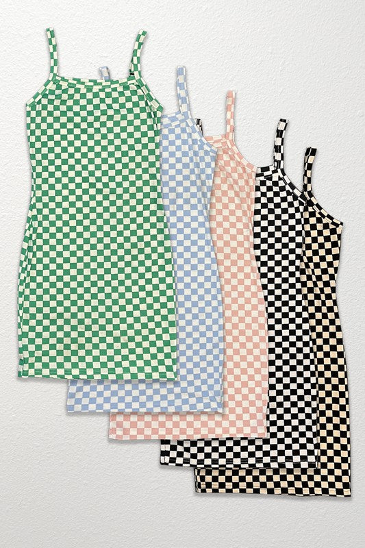 Checkered rib knit tank top dress-Miss Sparkling-[option4]-[option5]-[option6]-[option7]-[option8]-Shop-Boutique-Clothing-for-Women-Online