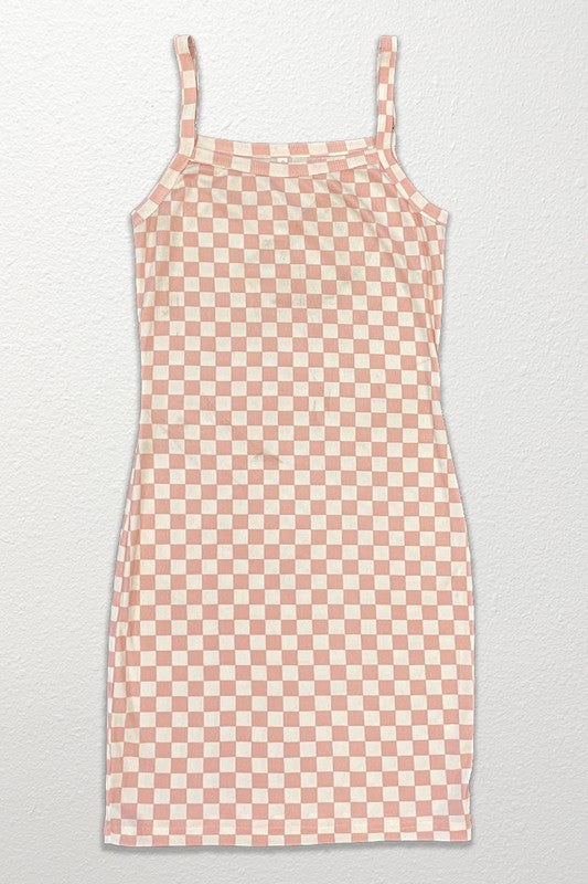 Checkered rib knit tank top dress-Miss Sparkling-[option4]-[option5]-[option6]-[option7]-[option8]-Shop-Boutique-Clothing-for-Women-Online