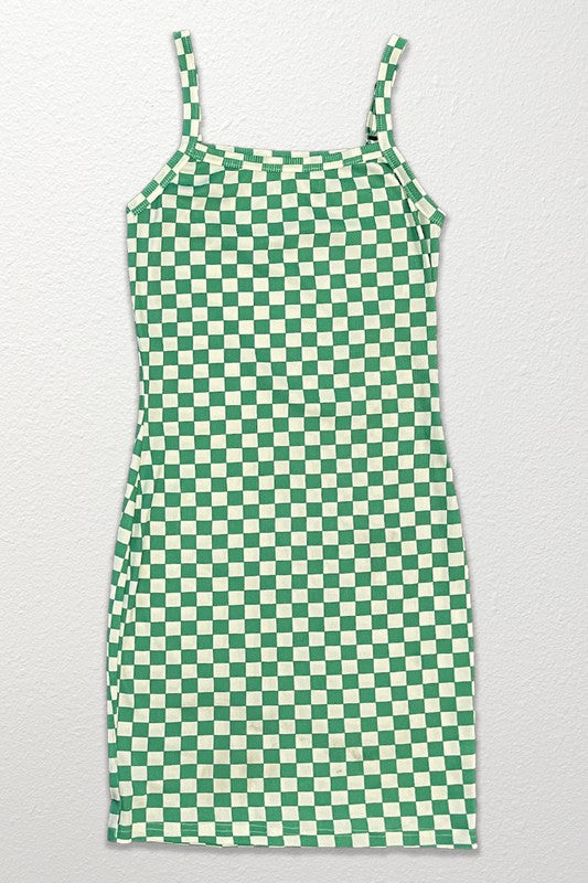Checkered rib knit tank top dress-Miss Sparkling-[option4]-[option5]-[option6]-[option7]-[option8]-Shop-Boutique-Clothing-for-Women-Online