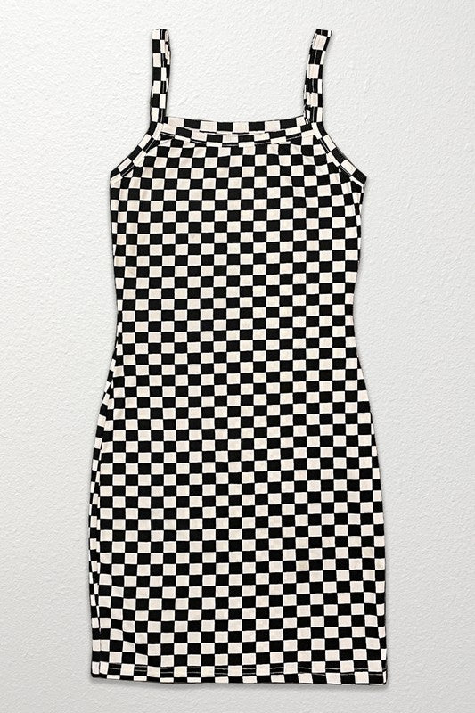 Checkered rib knit tank top dress-Miss Sparkling-[option4]-[option5]-[option6]-[option7]-[option8]-Shop-Boutique-Clothing-for-Women-Online
