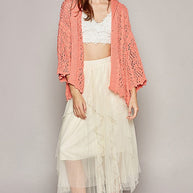 POL Open Weaving Long Sleeve Hoodie Sweater Cardigan in Coral-Womens-Ave Shops-[option4]-[option5]-[option6]-[option7]-[option8]-Shop-Boutique-Clothing-for-Women-Online