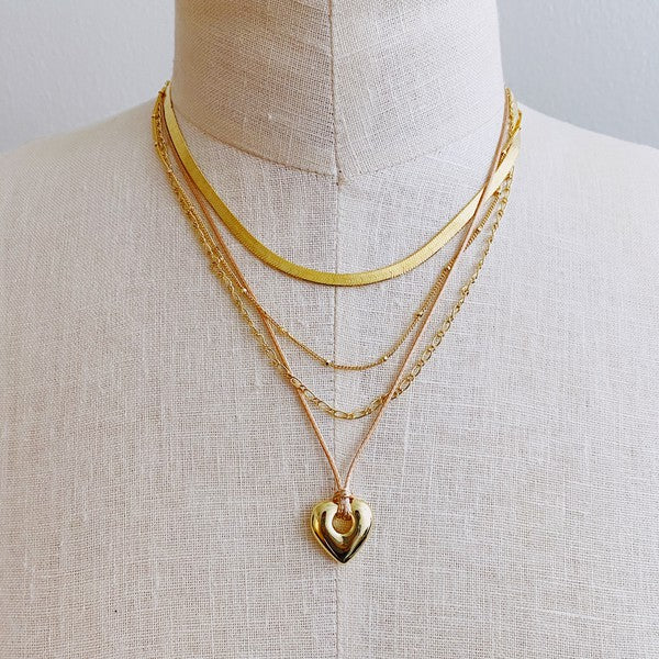 Perfectly Layered Heart And Chain Necklace-Ellison and Young-Gold-OS-[option4]-[option5]-[option6]-[option7]-[option8]-Shop-Boutique-Clothing-for-Women-Online