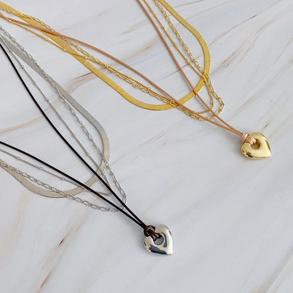 Perfectly Layered Heart And Chain Necklace-Ellison and Young-[option4]-[option5]-[option6]-[option7]-[option8]-Shop-Boutique-Clothing-for-Women-Online