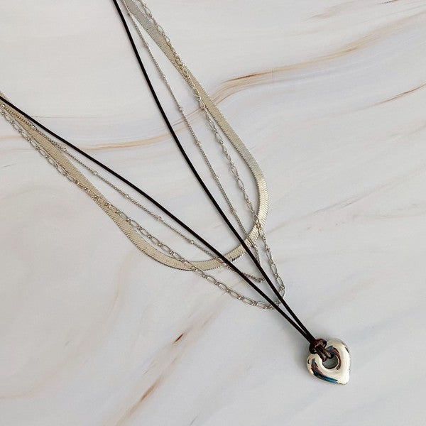 Perfectly Layered Heart And Chain Necklace-Ellison and Young-[option4]-[option5]-[option6]-[option7]-[option8]-Shop-Boutique-Clothing-for-Women-Online