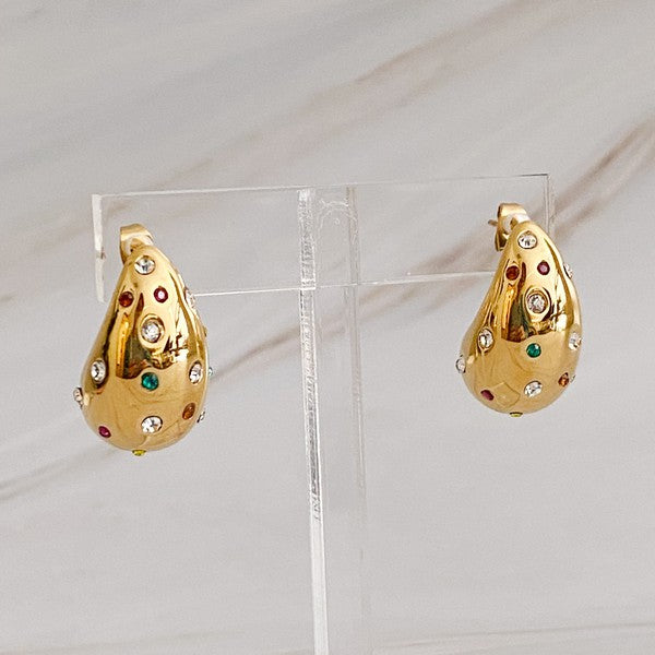 So Chic Jeweled Teardrop Earrings-Ellison and Young-Rainbow Jewels-OS-[option4]-[option5]-[option6]-[option7]-[option8]-Shop-Boutique-Clothing-for-Women-Online