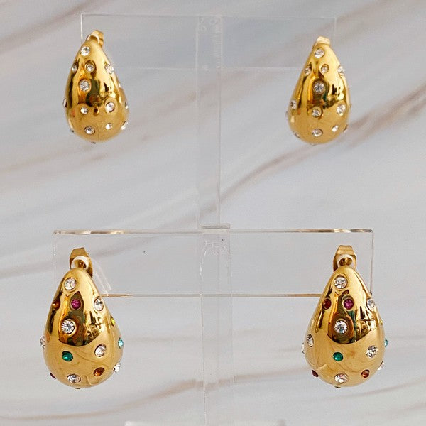 So Chic Jeweled Teardrop Earrings-Ellison and Young-[option4]-[option5]-[option6]-[option7]-[option8]-Shop-Boutique-Clothing-for-Women-Online