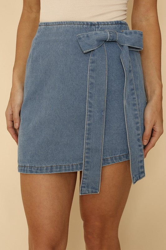 Asymmetrical denim bow skirt-Miss Sparkling-[option4]-[option5]-[option6]-[option7]-[option8]-Shop-Boutique-Clothing-for-Women-Online