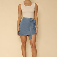 Asymmetrical denim bow skirt-Miss Sparkling-[option4]-[option5]-[option6]-[option7]-[option8]-Shop-Boutique-Clothing-for-Women-Online