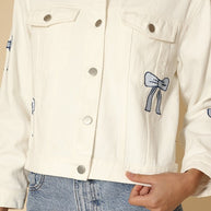 Embroidered bow denim jacket-Miss Sparkling-white-S-[option4]-[option5]-[option6]-[option7]-[option8]-Shop-Boutique-Clothing-for-Women-Online