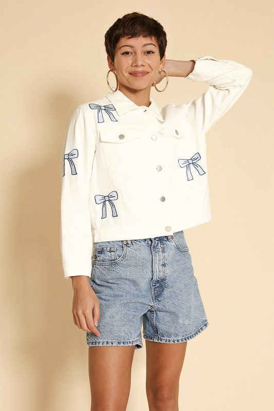 Embroidered bow denim jacket-Miss Sparkling-[option4]-[option5]-[option6]-[option7]-[option8]-Shop-Boutique-Clothing-for-Women-Online