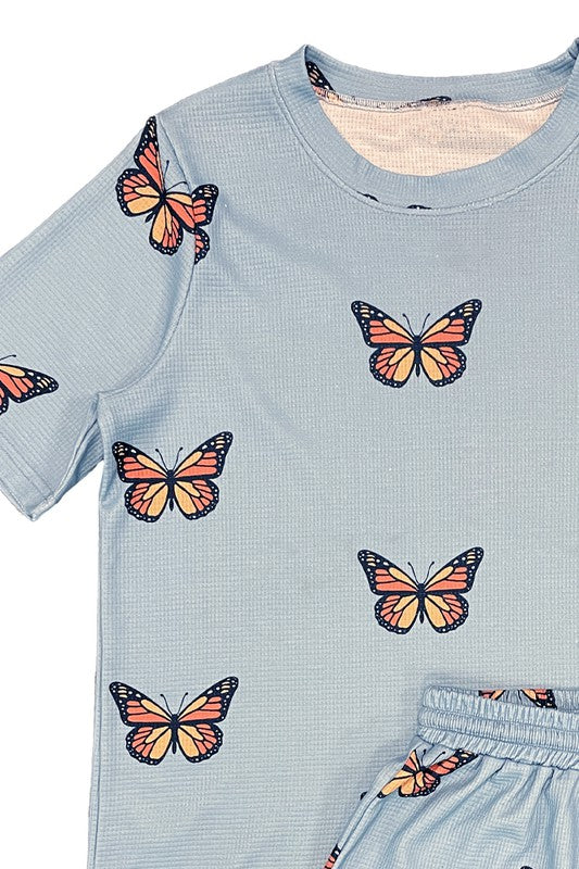 Novelty printed waffle pajama/ lounge shorts set-Miss Sparkling-[option4]-[option5]-[option6]-[option7]-[option8]-Shop-Boutique-Clothing-for-Women-Online