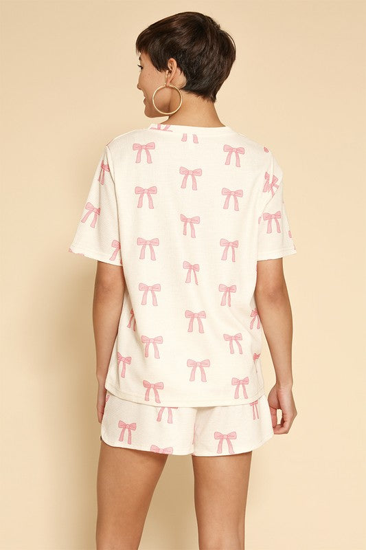 Novelty printed waffle pajama/ lounge shorts set-Miss Sparkling-[option4]-[option5]-[option6]-[option7]-[option8]-Shop-Boutique-Clothing-for-Women-Online