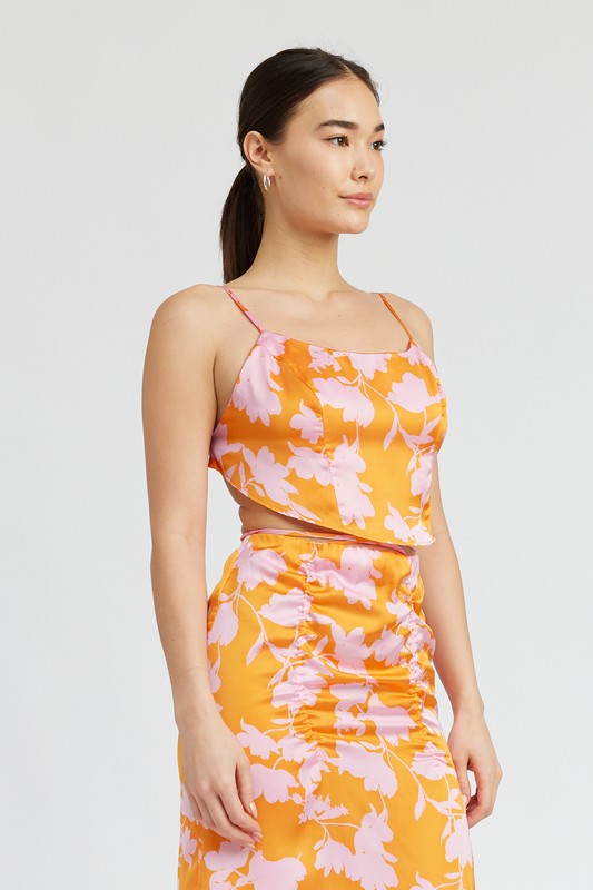 CROPPED WOVEN TOP WITH BACK TIE-Emory Park-[option4]-[option5]-[option6]-[option7]-[option8]-Shop-Boutique-Clothing-for-Women-Online