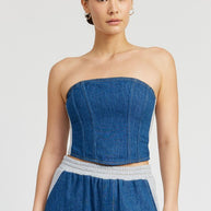 MIXED MEDIA BUSTIER TOP-Emory Park-BLUE DENIM-S-[option4]-[option5]-[option6]-[option7]-[option8]-Shop-Boutique-Clothing-for-Women-Online
