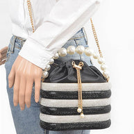 Pearl Handle Rhinestone Statement Bucket Clutch-Artini Accessories-[option4]-[option5]-[option6]-[option7]-[option8]-Shop-Boutique-Clothing-for-Women-Online