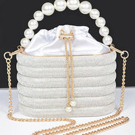 Pearl Handle Rhinestone Statement Bucket Clutch-Artini Accessories-[option4]-[option5]-[option6]-[option7]-[option8]-Shop-Boutique-Clothing-for-Women-Online