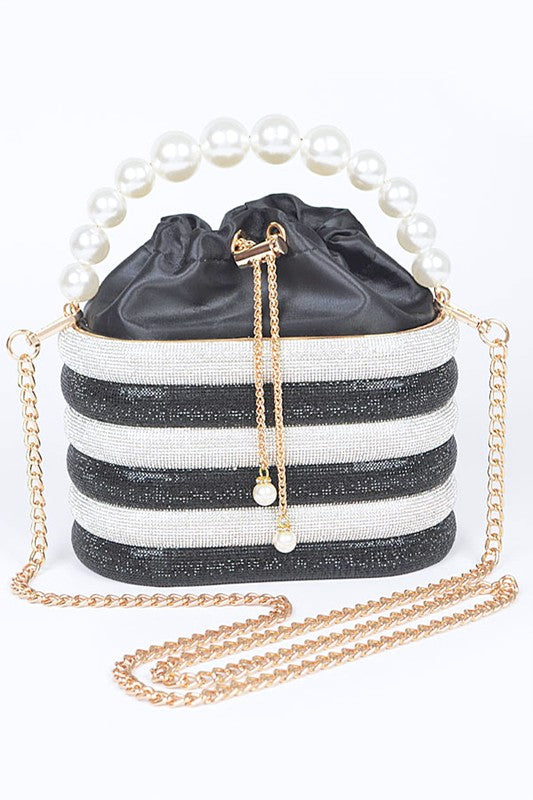 Pearl Handle Rhinestone Statement Bucket Clutch-Artini Accessories-[option4]-[option5]-[option6]-[option7]-[option8]-Shop-Boutique-Clothing-for-Women-Online
