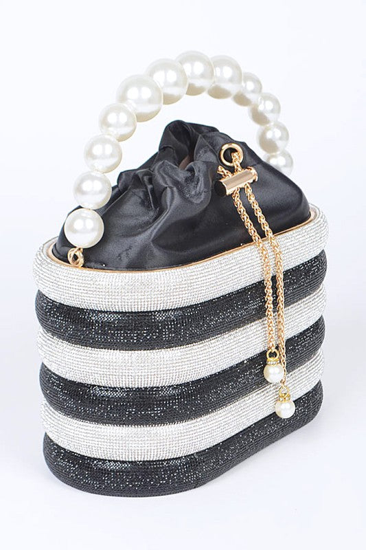 Pearl Handle Rhinestone Statement Bucket Clutch-Artini Accessories-[option4]-[option5]-[option6]-[option7]-[option8]-Shop-Boutique-Clothing-for-Women-Online