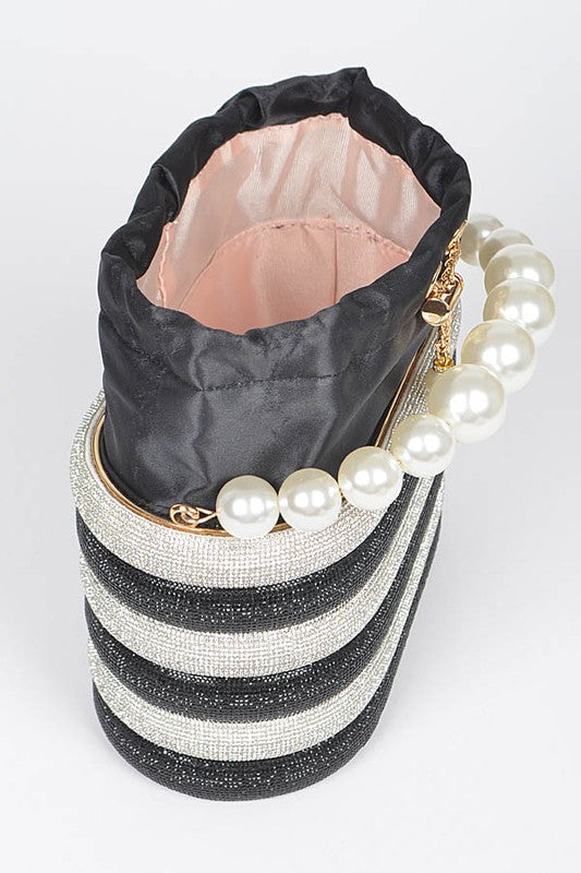 Pearl Handle Rhinestone Statement Bucket Clutch-Artini Accessories-[option4]-[option5]-[option6]-[option7]-[option8]-Shop-Boutique-Clothing-for-Women-Online
