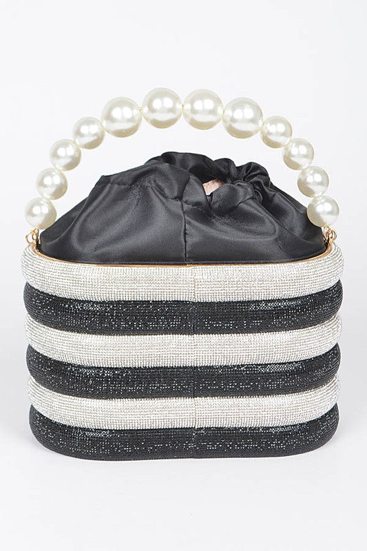 Pearl Handle Rhinestone Statement Bucket Clutch-Artini Accessories-[option4]-[option5]-[option6]-[option7]-[option8]-Shop-Boutique-Clothing-for-Women-Online