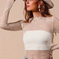 SO ME Bow Ribbon Pattern Sheer Lace Top-Crop Tops-Trendsi-[option4]-[option5]-[option6]-[option7]-[option8]-Shop-Boutique-Clothing-for-Women-Online
