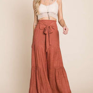 Tie front ruched waist back pants PLUS SIZE-Jade By Jane-[option4]-[option5]-[option6]-[option7]-[option8]-Shop-Boutique-Clothing-for-Women-Online