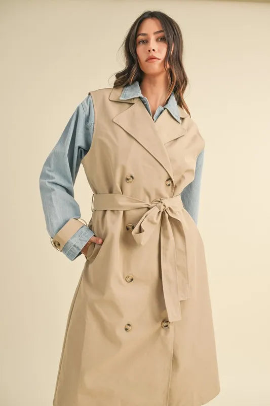 MABLE Layered Look Trench Coat With Denim Jacket-Coats & Jackets-Trendsi-[option4]-[option5]-[option6]-[option7]-[option8]-Shop-Boutique-Clothing-for-Women-Online