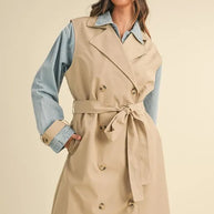 MABLE Layered Look Trench Coat With Denim Jacket-Coats & Jackets-Trendsi-[option4]-[option5]-[option6]-[option7]-[option8]-Shop-Boutique-Clothing-for-Women-Online
