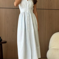 Striped V-Neck Sleeveless Midi Dress-Dresses-Trendsi-[option4]-[option5]-[option6]-[option7]-[option8]-Shop-Boutique-Clothing-for-Women-Online