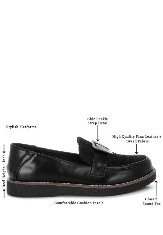 Elaris Tweed & Faux Leather Loafers-Rag Company-[option4]-[option5]-[option6]-[option7]-[option8]-Shop-Boutique-Clothing-for-Women-Online