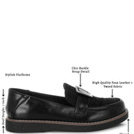 Elaris Tweed & Faux Leather Loafers-Rag Company-[option4]-[option5]-[option6]-[option7]-[option8]-Shop-Boutique-Clothing-for-Women-Online