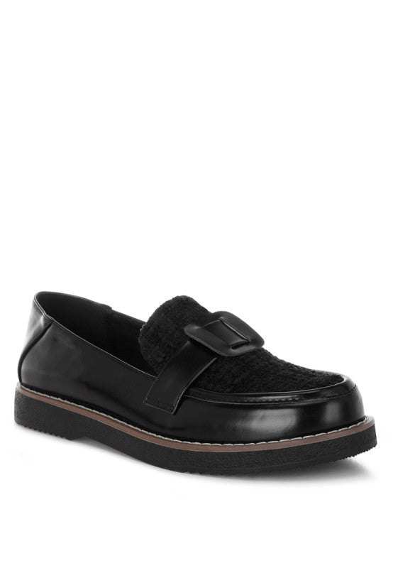 Elaris Tweed & Faux Leather Loafers-Rag Company-[option4]-[option5]-[option6]-[option7]-[option8]-Shop-Boutique-Clothing-for-Women-Online