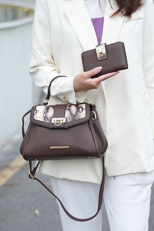 The Geny Faux-Snake Shoulder Bag with Wallet Mia K-MKF Collection by Mia K-[option4]-[option5]-[option6]-[option7]-[option8]-Shop-Boutique-Clothing-for-Women-Online