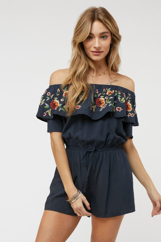 FLORAL EMBROIDERED OFF SHOULDER ROMPER-Davi & Dani-[option4]-[option5]-[option6]-[option7]-[option8]-Shop-Boutique-Clothing-for-Women-Online