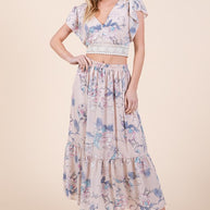 Ruffle Bottom Floral Print Skirt-Orange Farm Clothing-[option4]-[option5]-[option6]-[option7]-[option8]-Shop-Boutique-Clothing-for-Women-Online