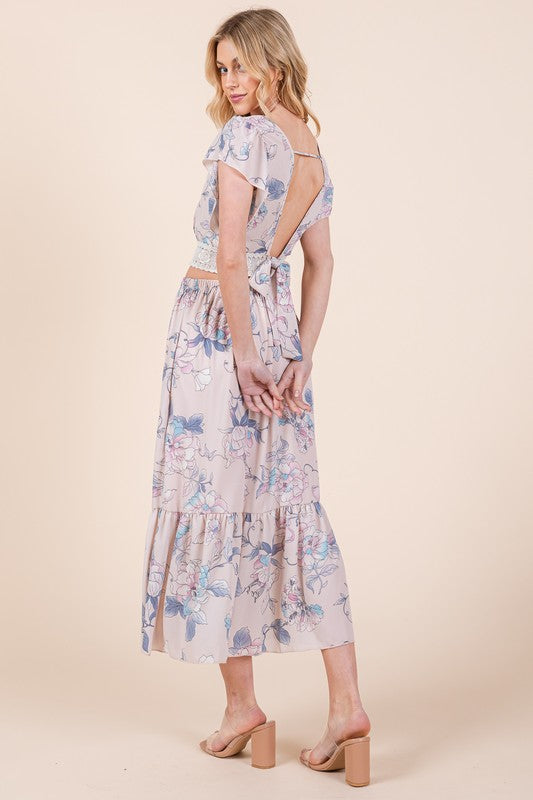 Ruffle Bottom Floral Print Skirt-Orange Farm Clothing-[option4]-[option5]-[option6]-[option7]-[option8]-Shop-Boutique-Clothing-for-Women-Online