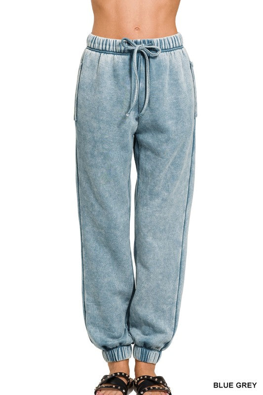 Zenana Acid Wash Fleece Sweatpants with Pockets-ZENANA-[option4]-[option5]-[option6]-[option7]-[option8]-Shop-Boutique-Clothing-for-Women-Online