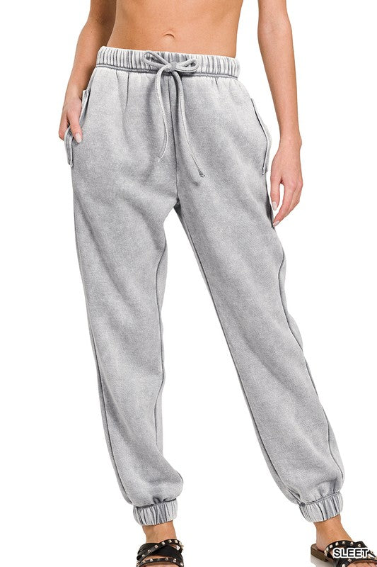 Zenana Acid Wash Fleece Sweatpants with Pockets-ZENANA-SLEET-S-[option4]-[option5]-[option6]-[option7]-[option8]-Shop-Boutique-Clothing-for-Women-Online