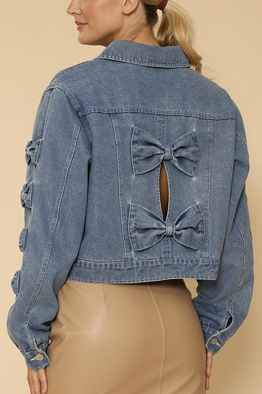 Cropped Bow denim jacket-Miss Sparkling-Blue-S-[option4]-[option5]-[option6]-[option7]-[option8]-Shop-Boutique-Clothing-for-Women-Online