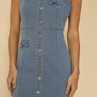 Denim dress with bow detailing-Miss Sparkling-[option4]-[option5]-[option6]-[option7]-[option8]-Shop-Boutique-Clothing-for-Women-Online