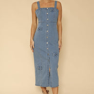 Denim dress with bow detailing-Miss Sparkling-[option4]-[option5]-[option6]-[option7]-[option8]-Shop-Boutique-Clothing-for-Women-Online