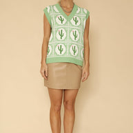 Cactus tiled sweater vest-Miss Sparkling-[option4]-[option5]-[option6]-[option7]-[option8]-Shop-Boutique-Clothing-for-Women-Online