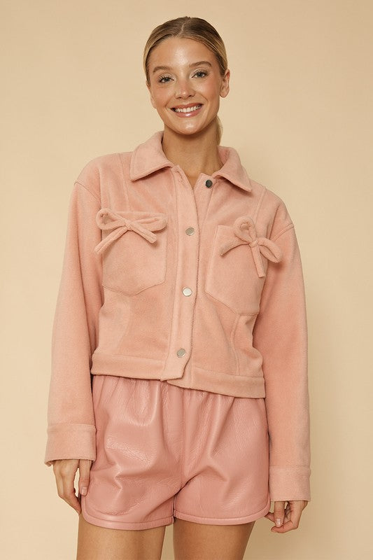 Fleece bow jacket-Miss Sparkling-[option4]-[option5]-[option6]-[option7]-[option8]-Shop-Boutique-Clothing-for-Women-Online