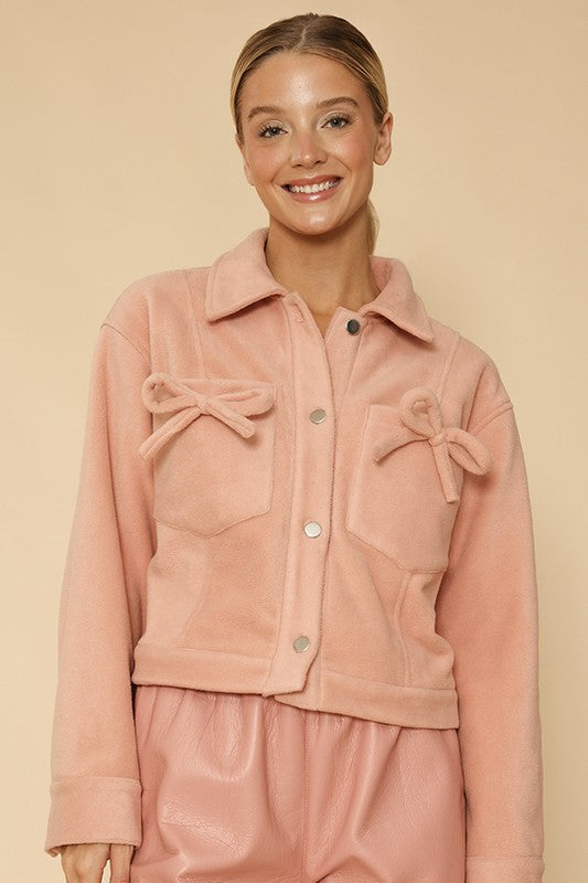 Fleece bow jacket-Miss Sparkling-Pink-S-[option4]-[option5]-[option6]-[option7]-[option8]-Shop-Boutique-Clothing-for-Women-Online