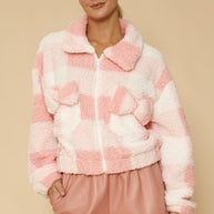 Sherpa bow zip up jacket-Miss Sparkling-PINK MULTI-S-[option4]-[option5]-[option6]-[option7]-[option8]-Shop-Boutique-Clothing-for-Women-Online