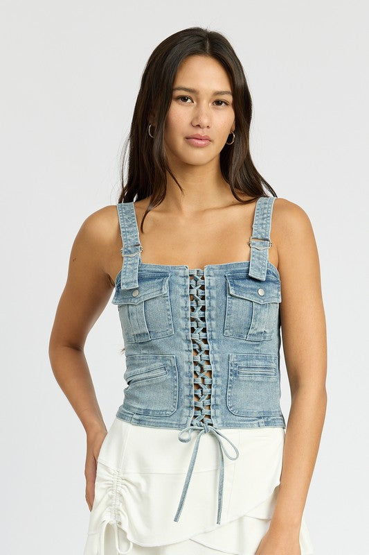 CARGO DENIM CORSET-Emory Park-[option4]-[option5]-[option6]-[option7]-[option8]-Shop-Boutique-Clothing-for-Women-Online