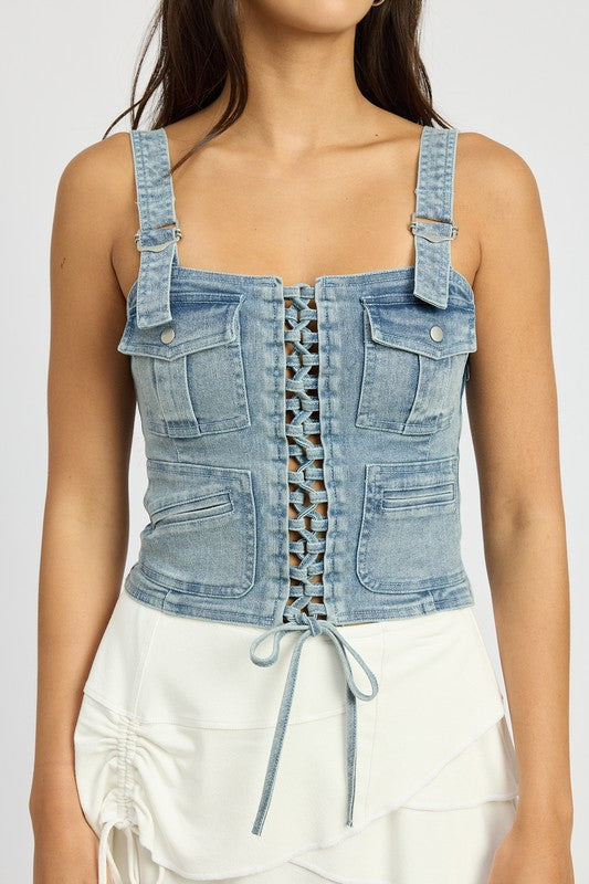 CARGO DENIM CORSET-Emory Park-[option4]-[option5]-[option6]-[option7]-[option8]-Shop-Boutique-Clothing-for-Women-Online
