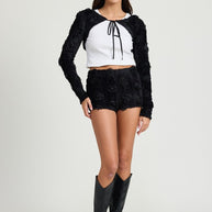 MINI SHORTS WITH 3D ROSETTES-Emory Park-[option4]-[option5]-[option6]-[option7]-[option8]-Shop-Boutique-Clothing-for-Women-Online