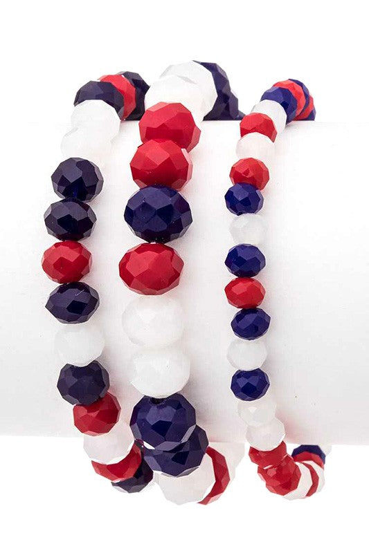 Multi Color Mix Beads Stretch Bracelet Set-LA Jewelry Plaza-RED/WHITE/BLUE-O/S-[option4]-[option5]-[option6]-[option7]-[option8]-Shop-Boutique-Clothing-for-Women-Online